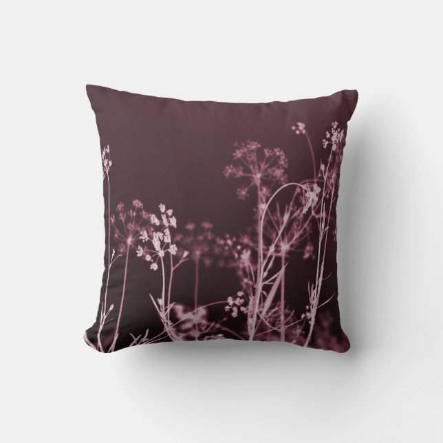 Moderne Elegante Abstrakte Burgund Rote Flora Kissen (Vorderseite)