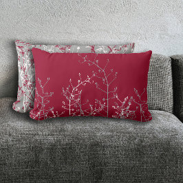Moderne elegante Abstrakte graue Blume auf Burgund Lendenkissen