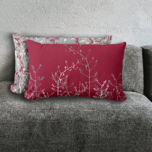 Moderne elegante Abstrakte graue Blume auf Burgund Lendenkissen