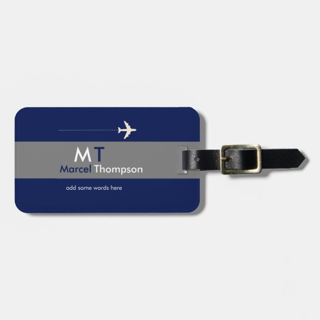 Moderne Elegante Air Travel Blue Gepäckanhänger (Vorderseite horizontal)
