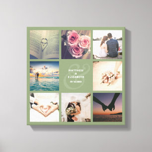 Moderne elegante Ampersandfarben und Hochzeitfoto  Leinwanddruck