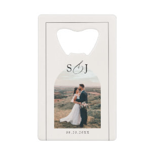 Moderne elegante Arch Foto Script-Gastgeschenk Hoc Geldbeutel Flaschenöffner
