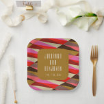 Moderne Elegante Art Deco Geometrische Hochzeit Pappteller<br><div class="desc">Machen Sie Ihre Veranstaltung mit diesen schicken und anpassbaren Papier-Tellern auffällig! Mit einem gewagten geometrischen Design in lebhaften Rosa-, Gold- und Brauntönen bringen diese Teller Stil und Persönlichkeit zu jeder Feier. Personalisieren Sie sie mit Namen und einem besonderen Datum für Hochzeiten, Jubiläen oder andere unvergessliche Anlässe. Diese Teller sind praktisch...</div>