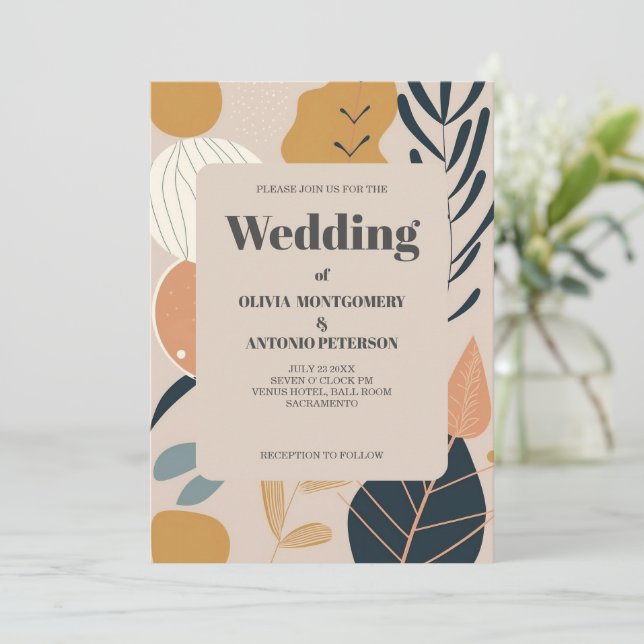 Moderne Elegante Ästhetik Boho Muster Hochzeit Einladung (Stehend Vorderseite)