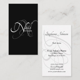 Moderne elegante B&W Monogram Typografy Nail Artis Visitenkarte