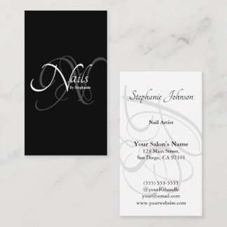 Moderne elegante B&W Monogram Typografy Nail Artis Visitenkarte
