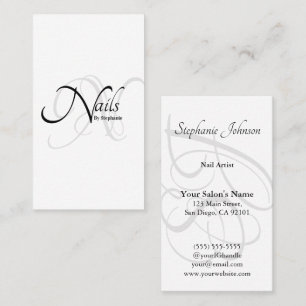 Moderne elegante B&W Monogram Typografy Nail Artis Visitenkarte