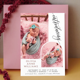 Moderne Elegante Baby Girl Foto Collage Geburt Ankündigung