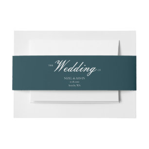 Moderne Elegante Baumwolle Dunkelgrüne Hochzeit Einladungsbanderole