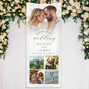 Moderne Elegante Begrüßung Foto Hochzeit Banner