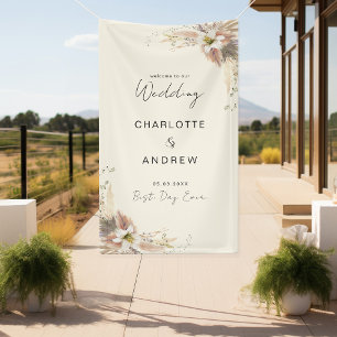 Moderne, elegante, beige Hochzeit Banner