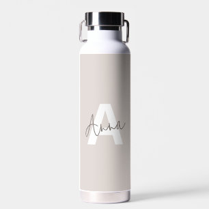 Moderne elegante Beige Monogram Custom Initial Trinkflasche