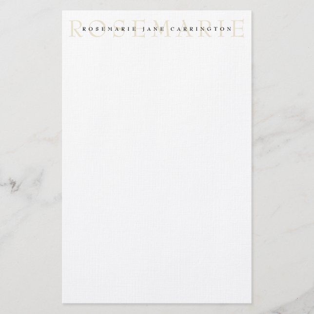 Moderne Elegante Beige Personalisiert Stationery Briefpapier (Vorderseite)
