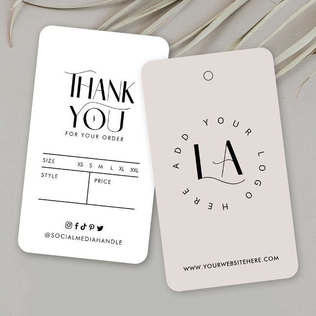 Moderne elegante Bekleidungspreise-Labels Logo-Hän (Modern neutral beige boutique price tag labels with trendy fonts and simple layout)