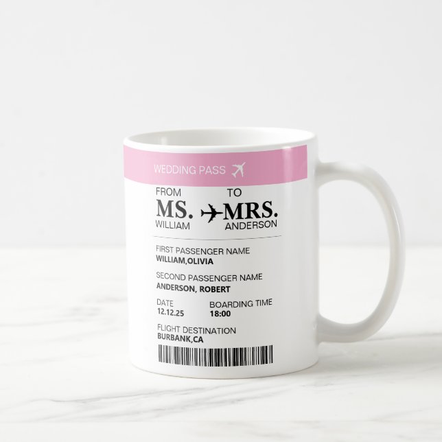 Moderne elegante benutzerdefinierte Braut-Boarding Kaffeetasse (Rechts)