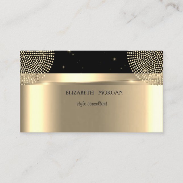 Moderne elegante Beruflich Dots Gold, Schwarz Visitenkarte (Vorderseite)