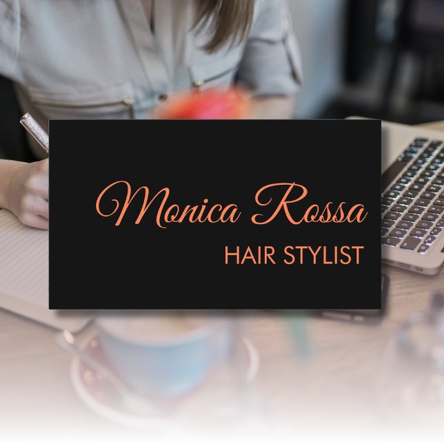 Moderne Elegante Berufliche Coral Black Visitenkarte (Von Creator hochgeladen)