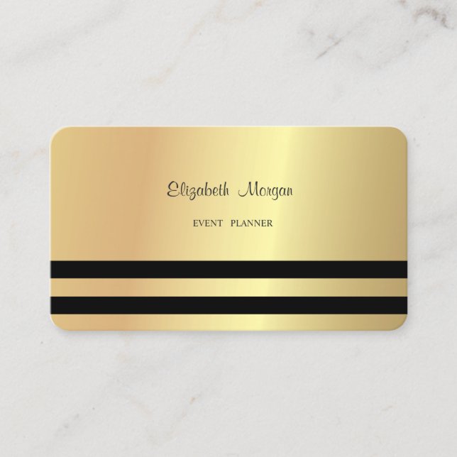 Moderne elegante Berufliche Imitate Gold, gestreif Visitenkarte (Vorderseite)