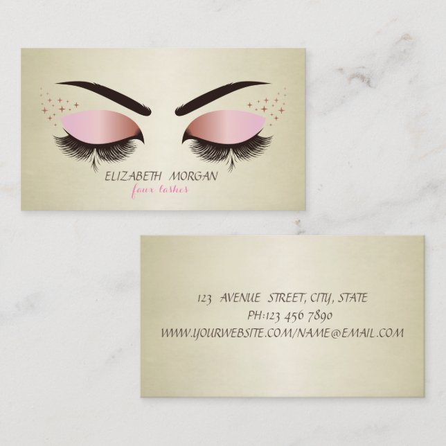 Moderne, elegante Berufliche Imitate Lashes Visitenkarte (Vorne/Hinten)