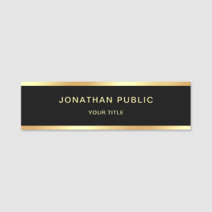 Moderne elegante berufliche schwarze Goldschablone Namensschild