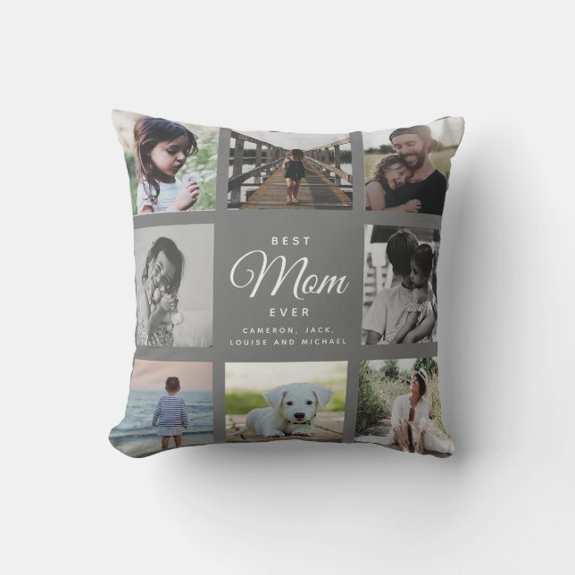 Moderne Elegante Beste Mama Jenseits Grau Fossilie Kissen (Vorderseite)