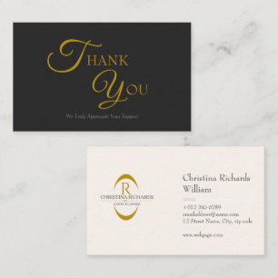 Moderne elegante Black and Gold Dankeschön Card Visitenkarte