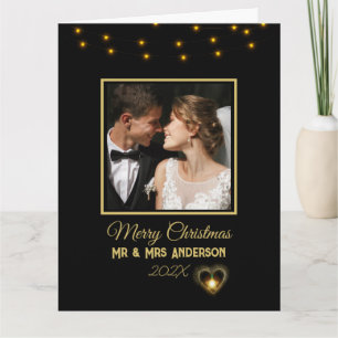 Moderne elegante Black and Gold Mr. and Mrs. Chris Karte