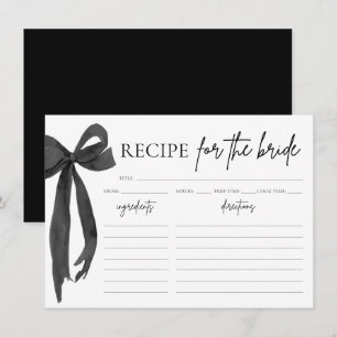 Moderne elegante Black Bow Brautparty Rezept Card Einladung
