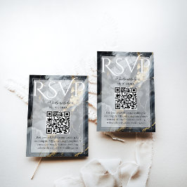Moderne elegante Black & Gold Hochzeit RSVP Karte