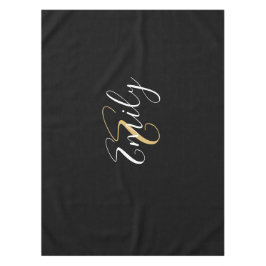 Moderne elegante Black Gold Monogram Script Name Tischdecke
