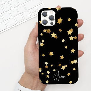 Moderne elegante Black Gold Stars Skript mit Namen Case-Mate iPhone Hülle