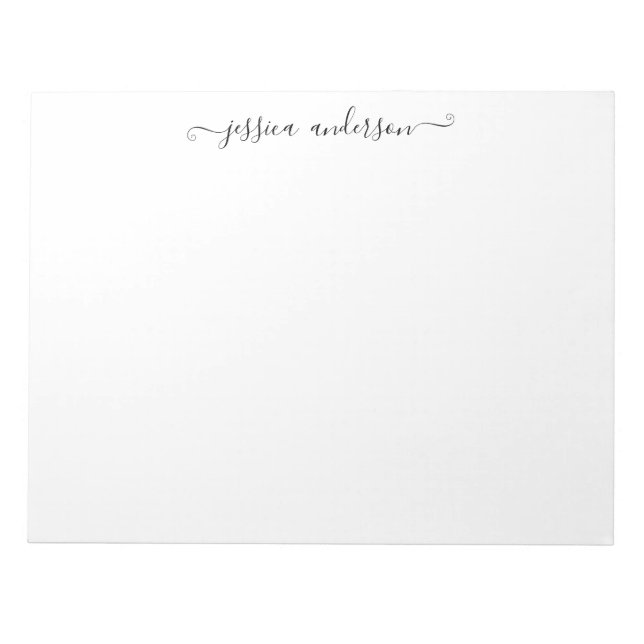 Moderne Elegante Black Gray Feminine Girly Script Notizblock (Vorderseite)