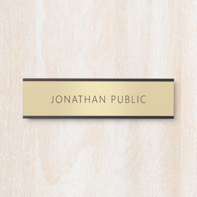 Moderne elegante Black Imitats Gold Template Trend Türschild (Vorderseite )