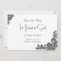 Moderne elegante Black Lace Save the Date Card