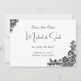 Moderne elegante Black Lace Save the Date Card