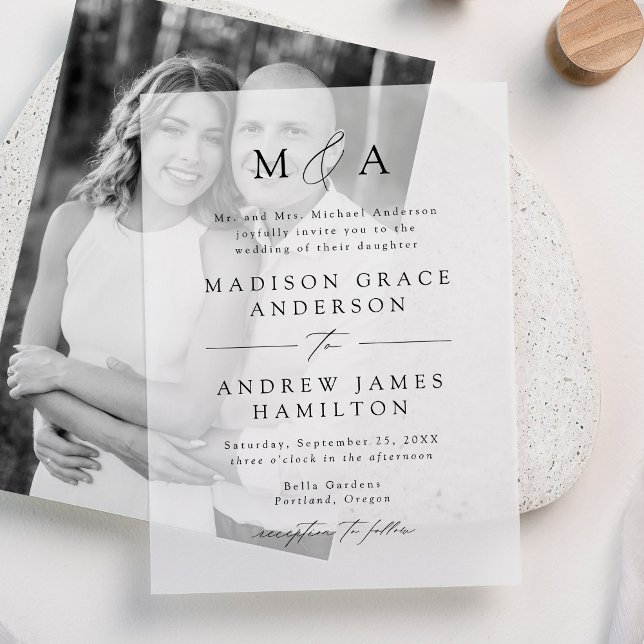 Moderne elegante Black Script Monogram Wedding (Von Creator hochgeladen)