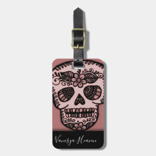 Moderne Elegante Black Travel Sugar Skull Tattoo Gepäckanhänger
