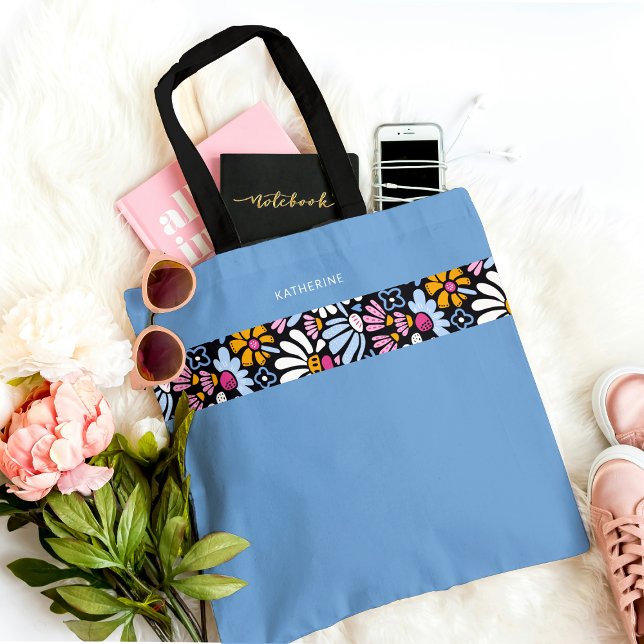 Moderne elegante blaue Blumenmuster trendy Tasche (Von Creator hochgeladen)