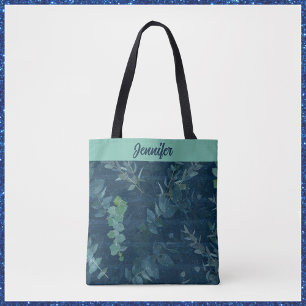Moderne elegante blaue Botanik Tasche