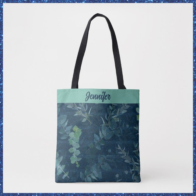 Moderne elegante blaue Botanik  Tasche (Von Creator hochgeladen)