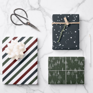 Moderne Elegante Blaue Grüne Weihnachtsfeiertage Geschenkpapier Set