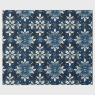 Moderne Elegante Blaue Jeweled Snowflakes Geschenkpapier