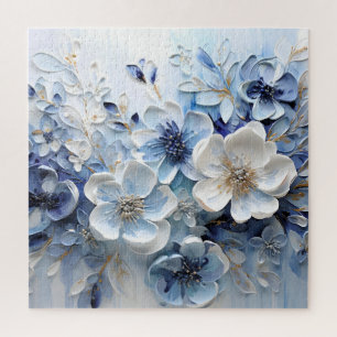 Moderne elegante blaue weiße botanische Blumen