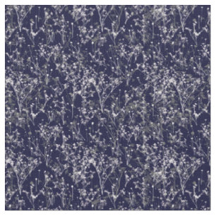 Moderne, elegante blaue Wildblumen auf Navy Blue Stoff
