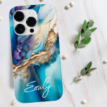 Moderne Elegante Blue Gold Marmor Personalisiert N Case-Mate iPhone 14 Pro Hülle<br><div class="desc">Moderne Elegant Blue Gold Marble Personalisiert Name iPhone 14 Pro Hüllen bietet Ihren personalisierten Namen in einer eleganten Kalligraphie Schrift Typografie auf einem modernen blauen und goldenen Marmorhintergrund. Perfektes Geschenk für sie zum Geburtstag,  Mutter zum Muttertag,  Schwester oder Bestie für Weihnachten und Feiertage. Entworfen von ©Evco Studio www.zazzle.com/store/evcostudio</div>