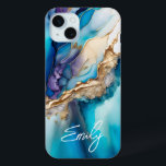 Moderne Elegante Blue Gold Marmor Personalisiert N Case-Mate iPhone Hülle<br><div class="desc">Moderne Elegant Blue Gold Marble Personalisiert Name iPhone 15 Plus Hüllen mit Ihrem personalisierten Namen in einer eleganten Kalligraphie Schrift Typografie auf einem modernen blauen und goldenen Marmorhintergrund. Perfektes Geschenk für sie zum Geburtstag,  Mutter zum Muttertag,  Schwester oder Bestie für Weihnachten und Feiertage. Entworfen von ©Evco Studio www.zazzle.com/store/evcostudio</div>
