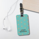 Moderne Elegante Blue Imitate Gold Herzstücke Gepäckanhänger<br><div class="desc">Cooles individualisierbares Gepäckanhänger mit blauem Hintergrund / Imitate goldener Herzst. Sie können Ihren Namen und Ihre Adresse hinzufügen.</div>