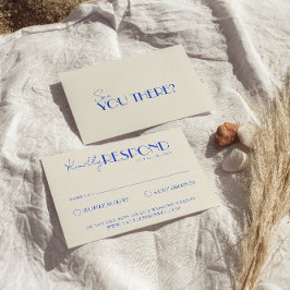 Moderne Elegante Blue Retro Französische Whimsikal RSVP Karte