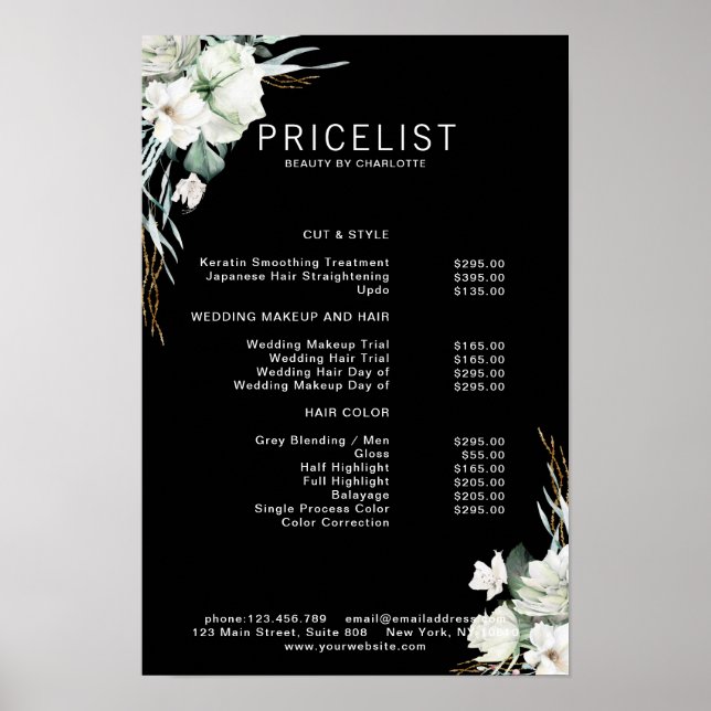 Moderne, elegante Blume, Preisliste Poster (Vorne)