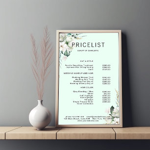 Moderne, elegante Blume, Preisliste Poster